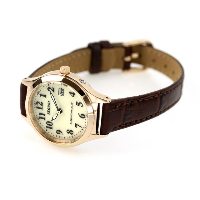 シチズン レグノ ソーラーテック 電波ソーラー 腕時計 ソーラー電波腕時計 ソーラー電波時計 レディース 革ベルト CITIZEN REGUNO KS1-228-30 アナログ ゴールド ブラウン ブランド おしゃれ 防水 軽い 華奢 かわいい プレゼント 女性 実用的