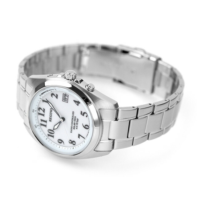 シチズン レグノ ソーラーテック 電波ソーラー 腕時計 ソーラー電波腕時計 ソーラー電波時計 メンズ CITIZEN REGUNO KS3-115-11 アナログ ホワイト 白 ブランド おしゃれ 防水 プレゼント 男性 実用的