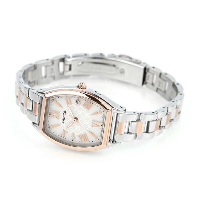 シチズン ウィッカ ソーラーテック電波時計 腕時計 ブランド レディース 電波ソーラー CITIZEN wicca KS4-031-11 アナログ シルバー ピンクゴールド おしゃれ 防水 軽い 華奢 かわいい プレゼント 女性 実用的