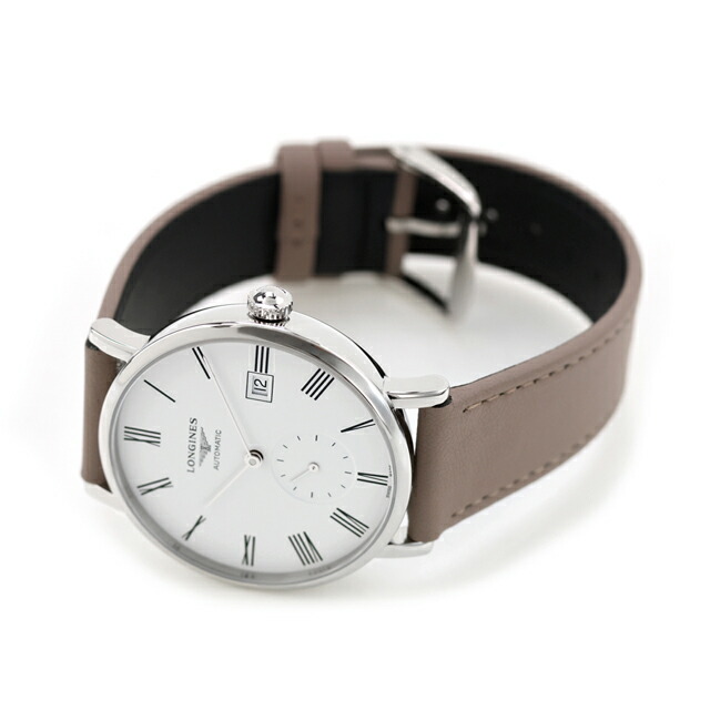 ロンジン エレガント 自動巻き 腕時計 ブランド メンズ LONGINES L4.812.4.11.2 アナログ ホワイト ベージュ 白 スイス製 おしゃれ 防水 プレゼント 男性 実用的