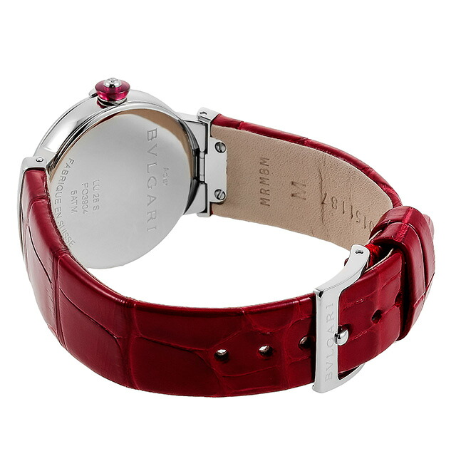ブルガリ ルチェア クオーツ 腕時計 レディース ダイヤモンド BVLGARI LU28C2SL/12 アナログ ピンクシェル レッド 赤 スイス製 高級 ブランド おしゃれ 防水 軽い 華奢 かわいい プレゼント 女性 実用的