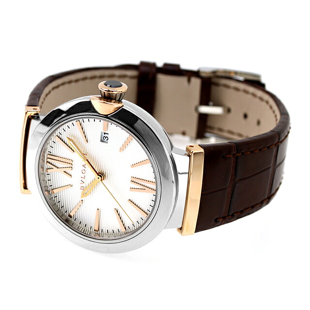 ブルガリ ルチェア 自動巻き 腕時計 メンズ BVLGARI LU40C6SSPGLD シルバー ブラウン スイス製 高級 ブランド おしゃれ 防水 プレゼント 男性 実用的
