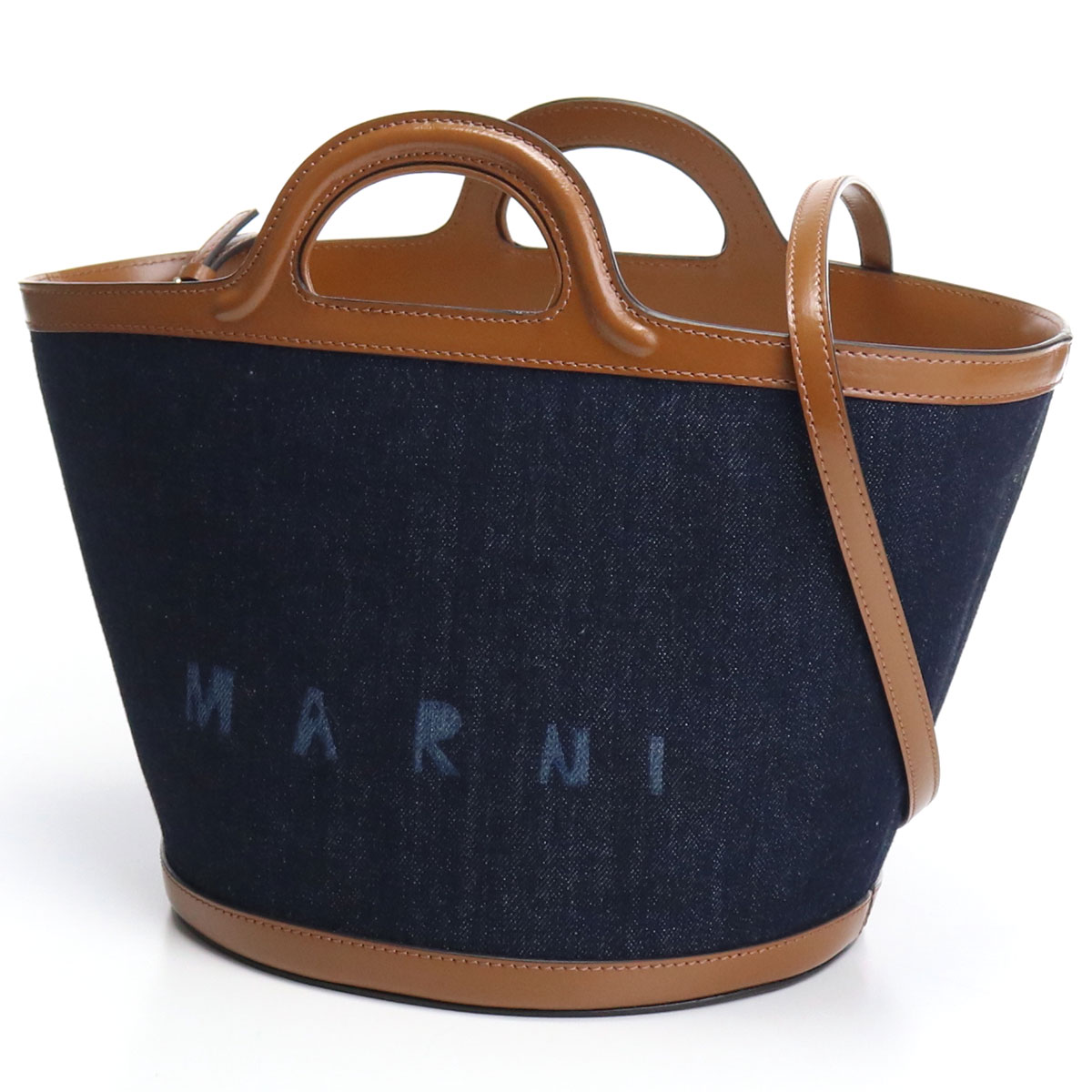 マルニ トートバッグ レディース MARNI コットン カーフレザー イタリア BMMP0097L1 ネイビー系 バッグ 軽量 手提げ ブランド 高級 おしゃれ プレゼント 女性 実用的 かわいい