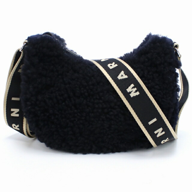 マルニ 斜め掛けショルダーバッグ レディース MARNI ラム、レザー イタリア SBMP0128Q0 ブラック バッグ 斜めがけ ブランド 高級 おしゃれ プレゼント 女性 実用的 かわいい