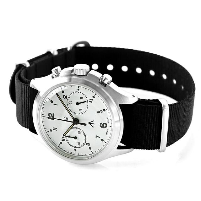 ナバルウォッチ NAVAL MILITARY WATCH British ROYAL Airforce Chronograph TYPE クォーツ 電池式 腕時計 ブランド メンズ クロノグラフ NAVAL WATCH Mil-07SV／WH アナログ ホワイト 白 日本製 おしゃれ 防水 プレゼント 男性 実用的