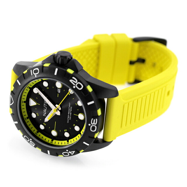 ノーティカ エヌエスアール クオーツ 腕時計 メンズ NAUTICA NAPNRS403 アナログ ブラック イエロー 黒 ブランド おしゃれ 防水 プレゼント 男性 実用的