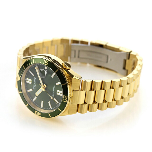 シチズン コレクション TSUYOSA 自動巻き 腕時計 ブランド メンズ CITIZEN COLLECTION NJ0232-53X アナログ グリーン ゴールド おしゃれ 防水 プレゼント 男性 実用的
