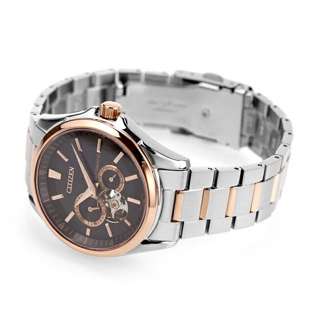 シチズン コレクション メカニカル 自動巻き 腕時計 メンズ オープンハート CITIZEN COLLECTION NP1014-77E アナログ ブラック ピンクゴールド 黒 日本製 ブランド おしゃれ 防水 プレゼント 男性 実用的