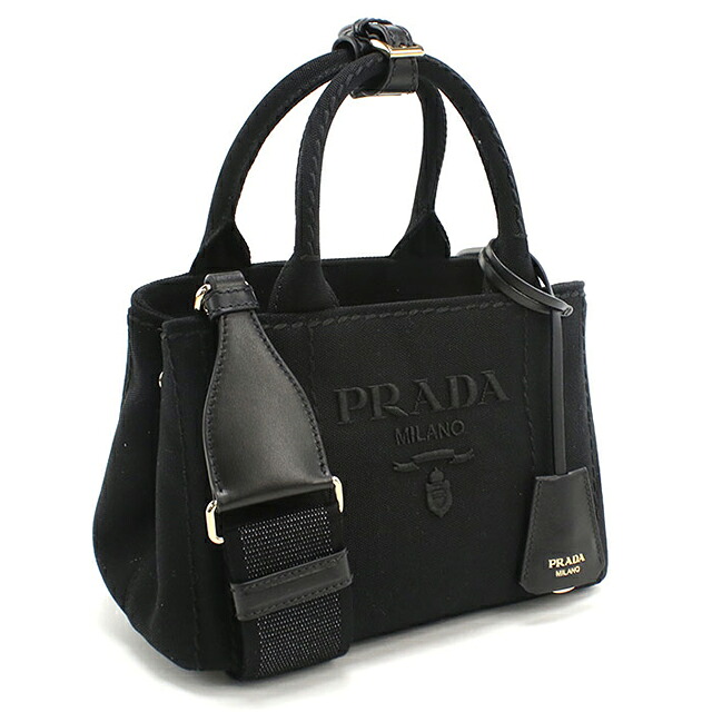 プラダ トートバッグ レディース ブランド PRADA CANAPA RICAMO 2WAY 1BA038 ブラック 軽量 手提げ 高級 おしゃれ プレゼント 女性 実用的 かわいい