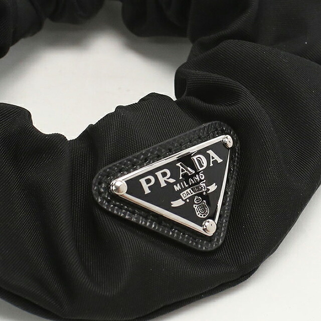プラダ シュシュ レディース PRADA 1IF015 ブラック 髪留め ヘアゴム ヘアアクセサリー ブランド 高級 おしゃれ プレゼント 女性 実用的 かわいい