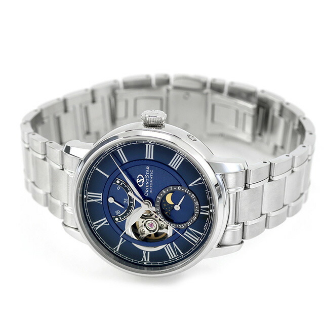 オリエントスター Classic Collection M45 F7 Mechanical Moon Phase 自動巻き 腕時計 ブランド メンズ ムーンフェイズ オープンハート ORIENT STAR RK-BT0002L ネイビー おしゃれ 防水 プレゼント 男性 実用的