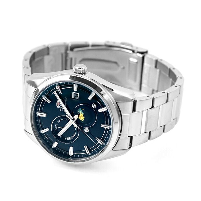 オリエント コンテンポラリー オリエント ストレット サンアンドムーン 自動巻き 腕時計 ブランド メンズ ORIENT CONTEMPORARY RN-AK0315L アナログ ネイビー おしゃれ 防水 プレゼント 男性 実用的