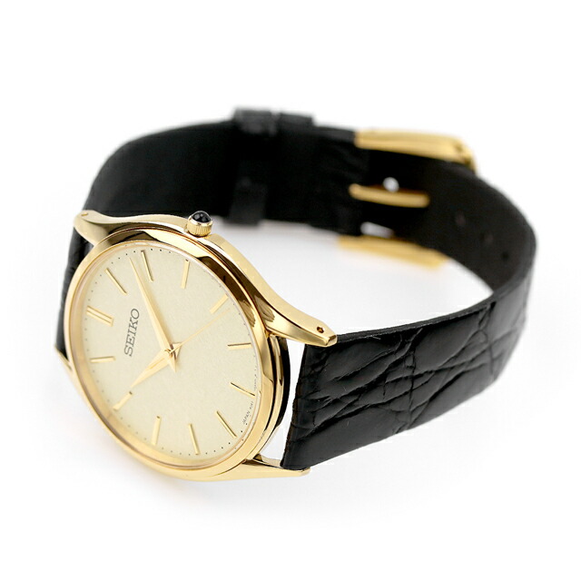 セイコー ドルチェ クオーツ メンズ SACM150 SEIKO DOLCE＆EXCELINE 腕時計 ゴールド ブラック レザーベルト 時計 高級 ブランド おしゃれ 防水 プレゼント 男性 実用的
