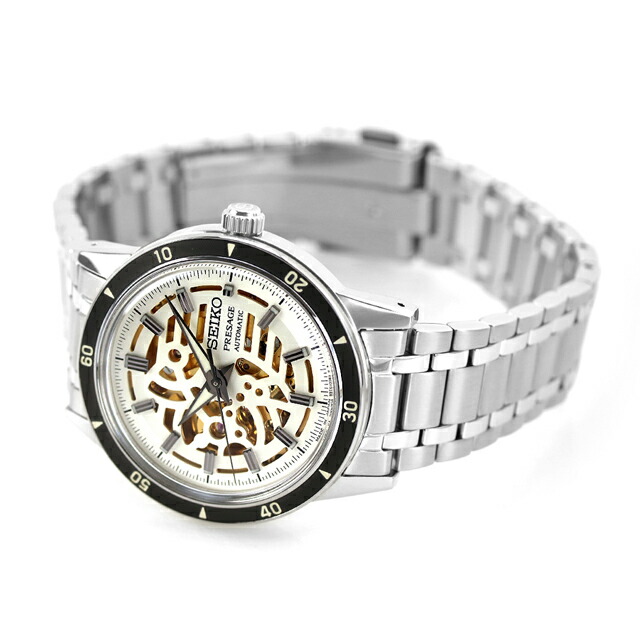 セイコー プレザージュ Style60’s 自動巻き 腕時計 ブランド メンズ オープンハート SEIKO PRESAGE SARY255 アナログ シルバー ゴールド 日本製 高級 おしゃれ 防水 プレゼント 男性 実用的