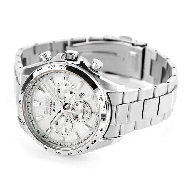 セイコーセレクション Sシリーズ ソーラー 腕時計 ブランド メンズ クロノグラフ SEIKO SELECTION SBPY179 アナログ ホワイト 白 おしゃれ 防水 プレゼント 男性 実用的
