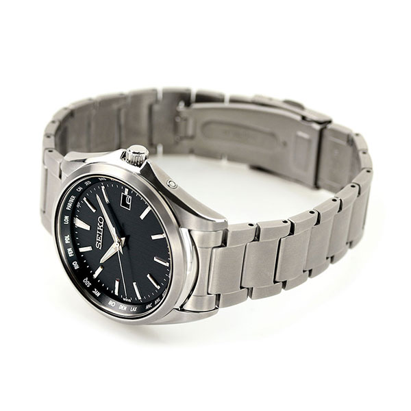 セイコー 腕時計 ソーラー電波腕時計 ソーラー電波時計 電波ソーラー メンズ チタン ワールドタイム 時計 SBTM291 日本製 SEIKO ブラック ブランド おしゃれ 防水 プレゼント 男性 実用的