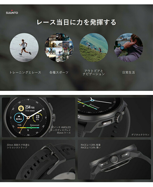 スント スント レース S オールブラック 充電式クオーツ スマートウォッチ ブランド メンズ レディース SUUNTO SS051093000 デジタル ブラック 黒