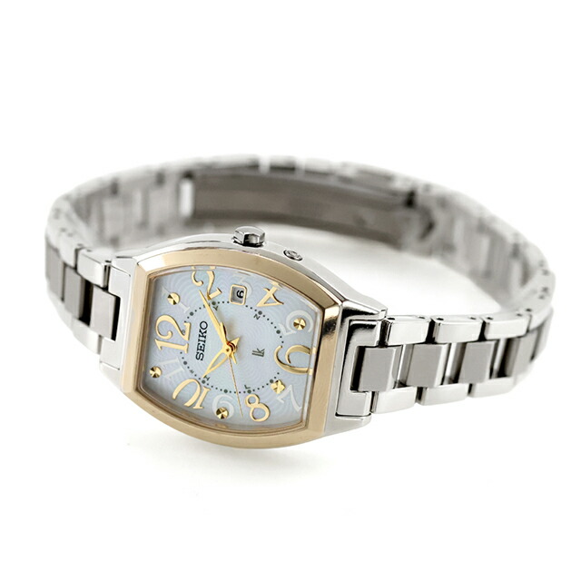 セイコー ルキア Happy Collection 電波ソーラー 腕時計 ブランド レディース チタン SEIKO LUKIA SSQW100 アナログ ホワイトシェル 白 日本製 おしゃれ 防水 軽い 華奢 かわいい プレゼント 女性 実用的