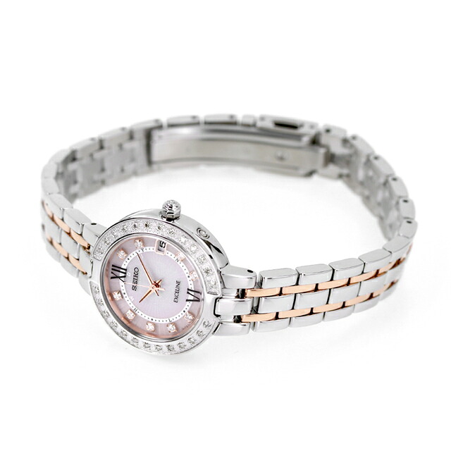 セイコー エクセリーヌ 電波ソーラー プレステージライン SWCW085 SEIKO DOLCE&EXCELINE レディース 腕時計 ダイヤモンド ピンク 時計 ブランド おしゃれ 防水 プレゼント 女性 実用的