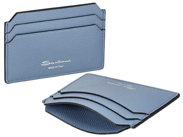 サントーニ カードケース メンズ レディース ブランド Santoni レザー UFPPA2377-FOAN ライトブルー