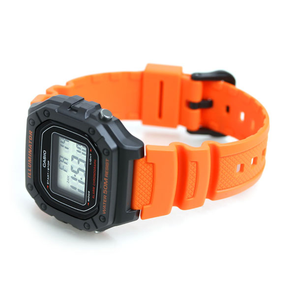カシオ チープカシオ デジタル オレンジ 海外モデル メンズ レディース 腕時計 W-218H-4B2VDF CASIO アウトドア チプカシ 時計 ブランド おしゃれ 防水 小さい 軽い かわいい プレゼント 実用的