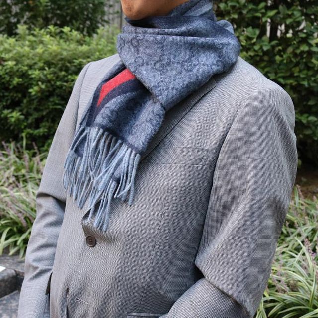 グッチ GUCCI マフラー GG柄 メンズ レディース 570603 3G200 4068 ミッドナイトブルー