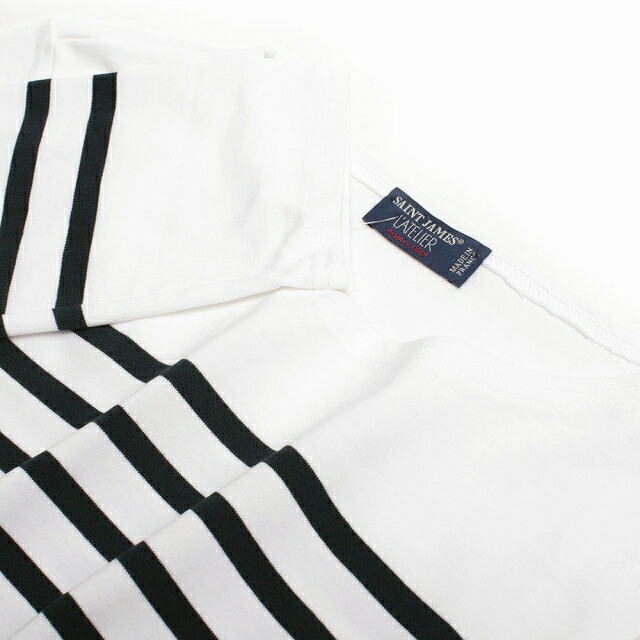 セントジェームズ SAINT JAMES NAVAL ロングTシャツ ロンT 長袖 ボーダー NAVAL-2691-NEIGE-NOIR-S レディース メンズ ホワイト ブラック ロングTシャツ