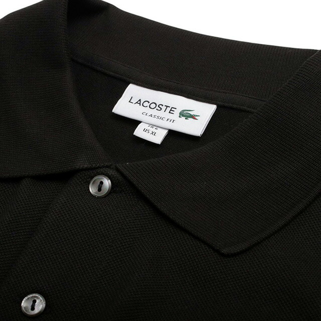 ラコステ LACOSTE ポロシャツ L1212-51-BLACK-031-XL Classic Fit メンズ レディース ブラック ポロシャツ ブランド