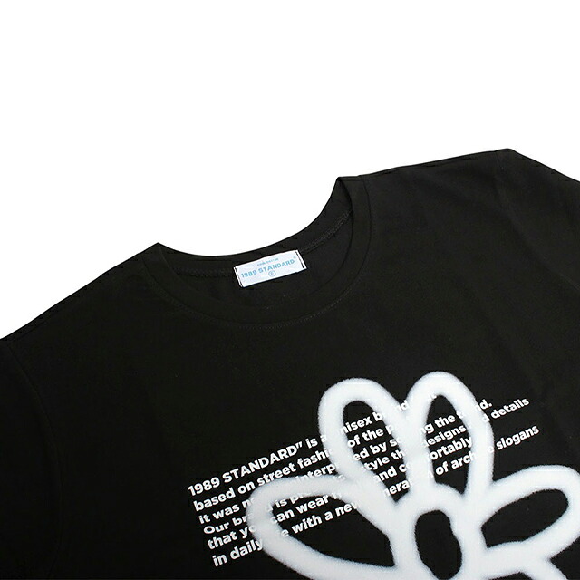 1989スタンダード 1989 STANDARD Tシャツ SISSTD-0034-BLACK-M ユニセックス ブラック BW FLOWER Tシャツ Cool Cotton Oversized Fit Tシャツ ブランド