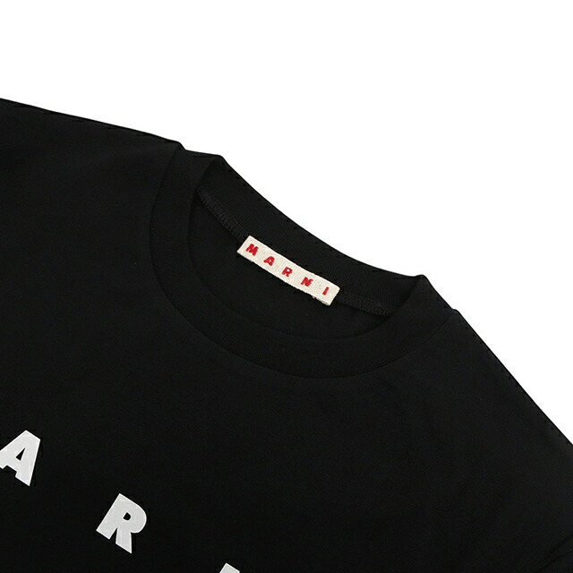 マルニ MARNI Tシャツ ロゴ コットン クルーネックT マルニキッズ MT290F-M01601-M00RF-0M900-14Y レディース ブラック Tシャツ ブランド