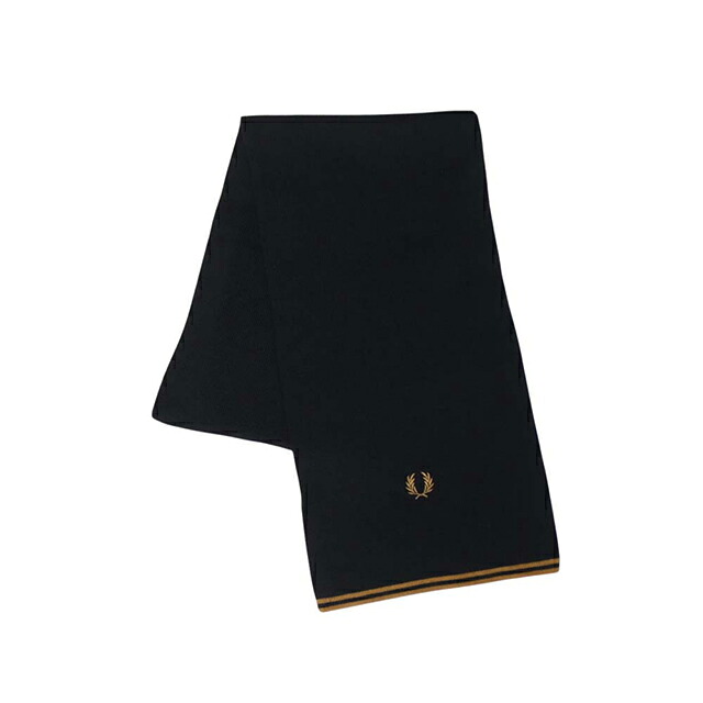 フレッドペリー FRED PERRY Merino Wool Scarf メリノウール スカーフ マフラー c3319-u12 ユニセックス Black Dark Caramel マフラー ブランド