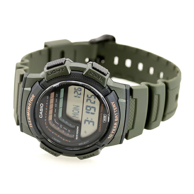 カシオ チープカシオ CASIO スタンダード クォーツ 電池式 WS-1800-3AV 海外モデル メンズ チプカシ 腕時計 ブランド カシオ casio デジタル ブラック カーキグリーン 黒 おしゃれ 防水 小さい 軽い かわいい プレゼント 実用的