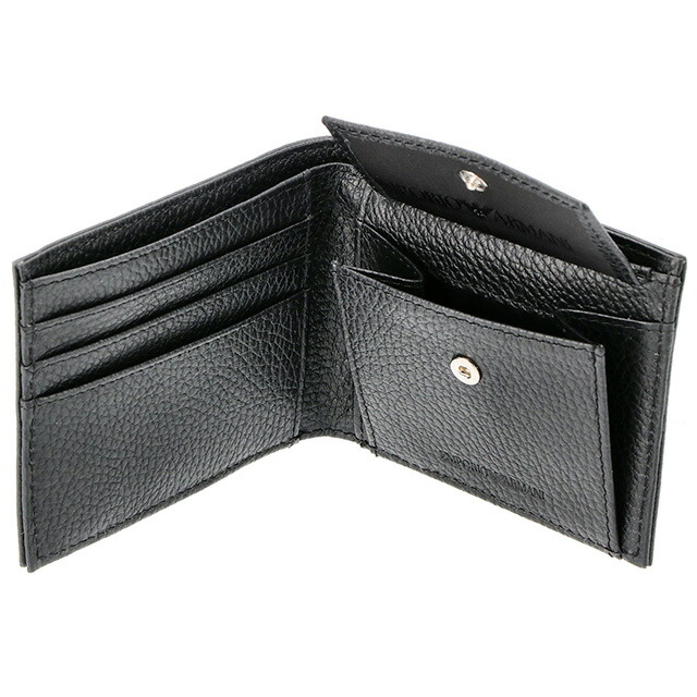 エンポリオ・アルマーニ 二つ折り財布 メンズ EMPORIO ARMANI Y4R167Y068E 80001 ブラック ウォレット ブランド 高級 おしゃれ プレゼント 実用的