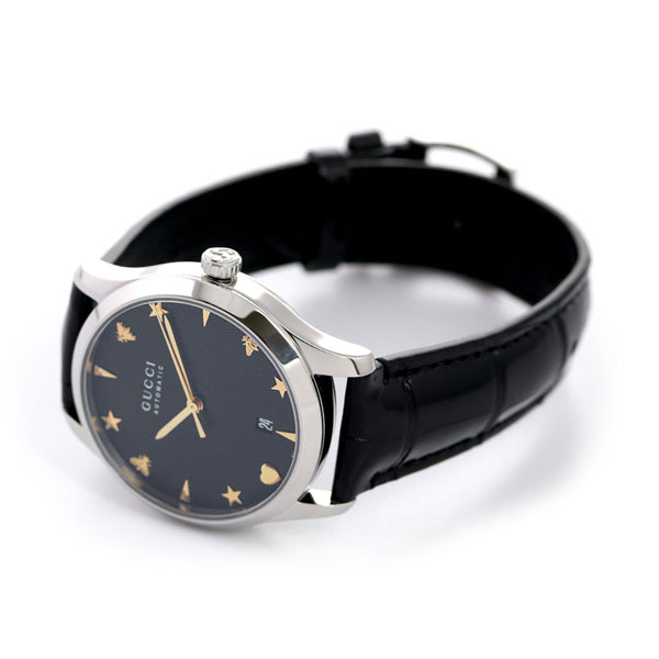 グッチ 時計 Gタイムレス 38mm 自動巻き メンズ レディース 腕時計 YA126469A GUCCI G-TIMELESS ブラック 革ベルト 高級 ブランド おしゃれ 防水 プレゼント 実用的