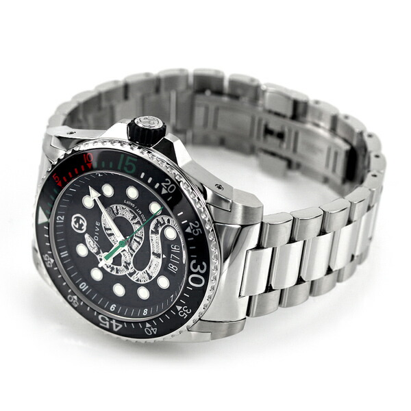 グッチ ダイヴ 45mm スネーク 蛇 腕時計 メンズ YA136218 GUCCI ブラック 高級 ブランド おしゃれ 防水 プレゼント 男性 実用的