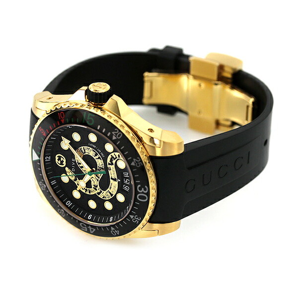 グッチ 時計 ダイヴ 48mm 蛇 スイス製 クオーツ メンズ 腕時計 YA136219 GUCCI ブラック 高級 ブランド おしゃれ 防水 プレゼント 男性 実用的