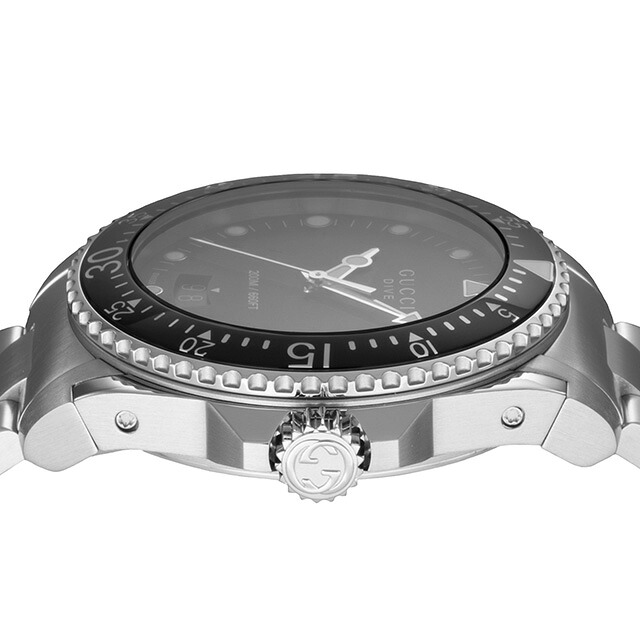 グッチ DIVE クォーツ 電池式 腕時計 メンズ GUCCI YA136301B アナログ ブラック 黒 スイス製 高級 ブランド おしゃれ 防水 プレゼント 男性 実用的
