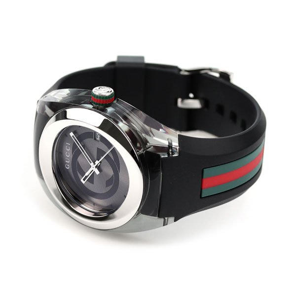 グッチ 時計 シンク 46mm クオーツ メンズ 腕時計 YA137116 GUCCI グレーシルバー ブラック 高級 ブランド おしゃれ 防水 プレゼント 男性 実用的