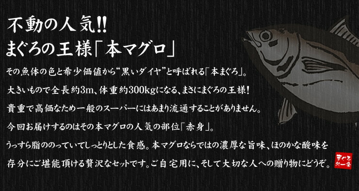 本マグロ 赤身 600g 可食部100％ 解凍レシピ付 [赤身300g-2p]