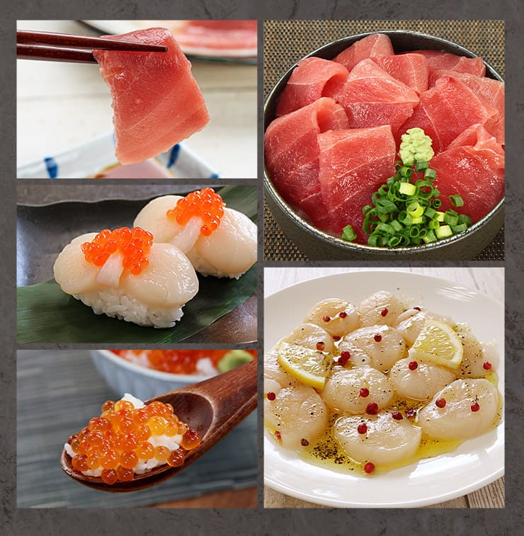 海鮮3品セット「漣」さざなみ 2～3人前 マグロ中トロ 生ほたて いくら醤油漬け [海鮮セット漣さざなみ]