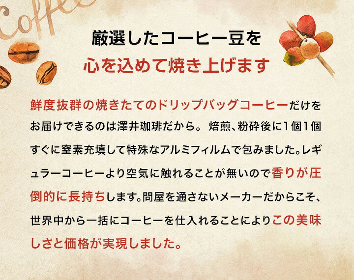 澤井珈琲 希少なピーベリー豆使用。繊細で濃厚なドリップパック ドリップコーヒー ブルマンブレンドゴールド 30袋