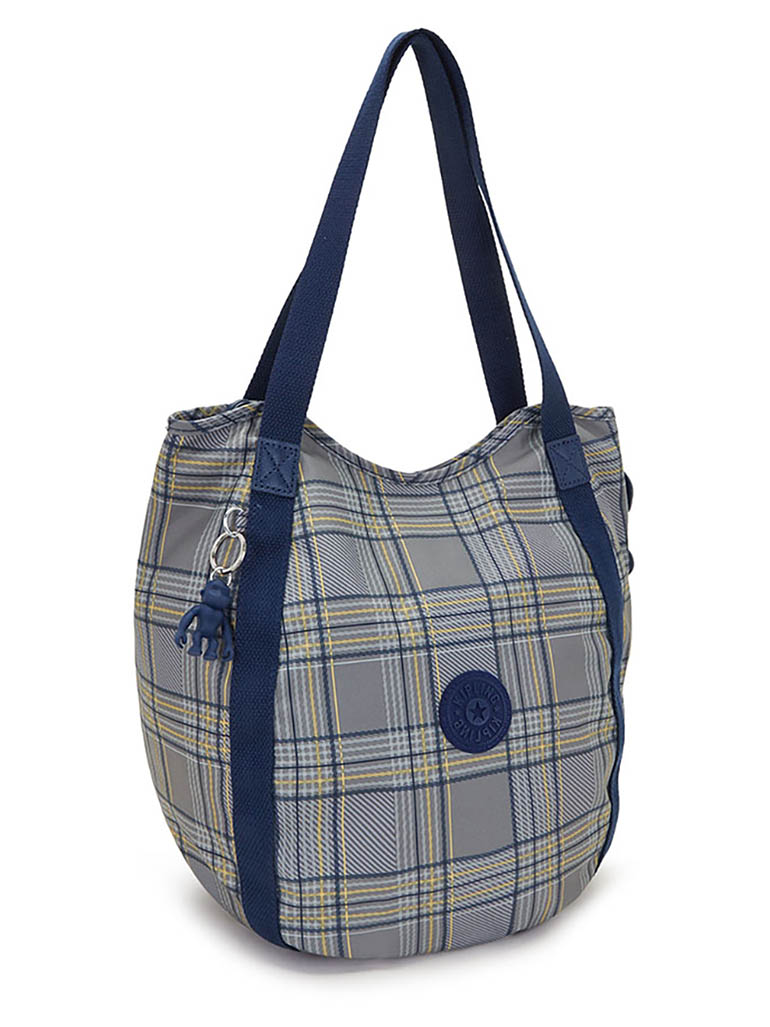 kipling バルーン ブルーグレープレイド トートバッグ