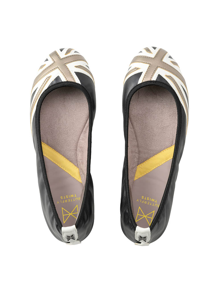 BUTTERFLY TWISTS JACQUI 折りたたみ可能フラットシューズ BLK/GRY