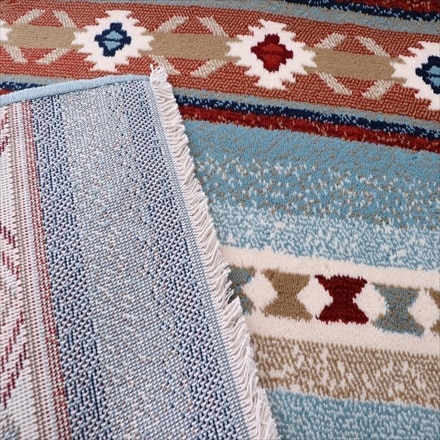 ウィルトン織りキリム調カーペット「ピオス」 133×190cm ブルー