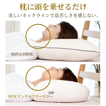 丸洗い 首や肩にやさしい快眠美容枕 NEW リンクルフリーピロー ペールピンク
