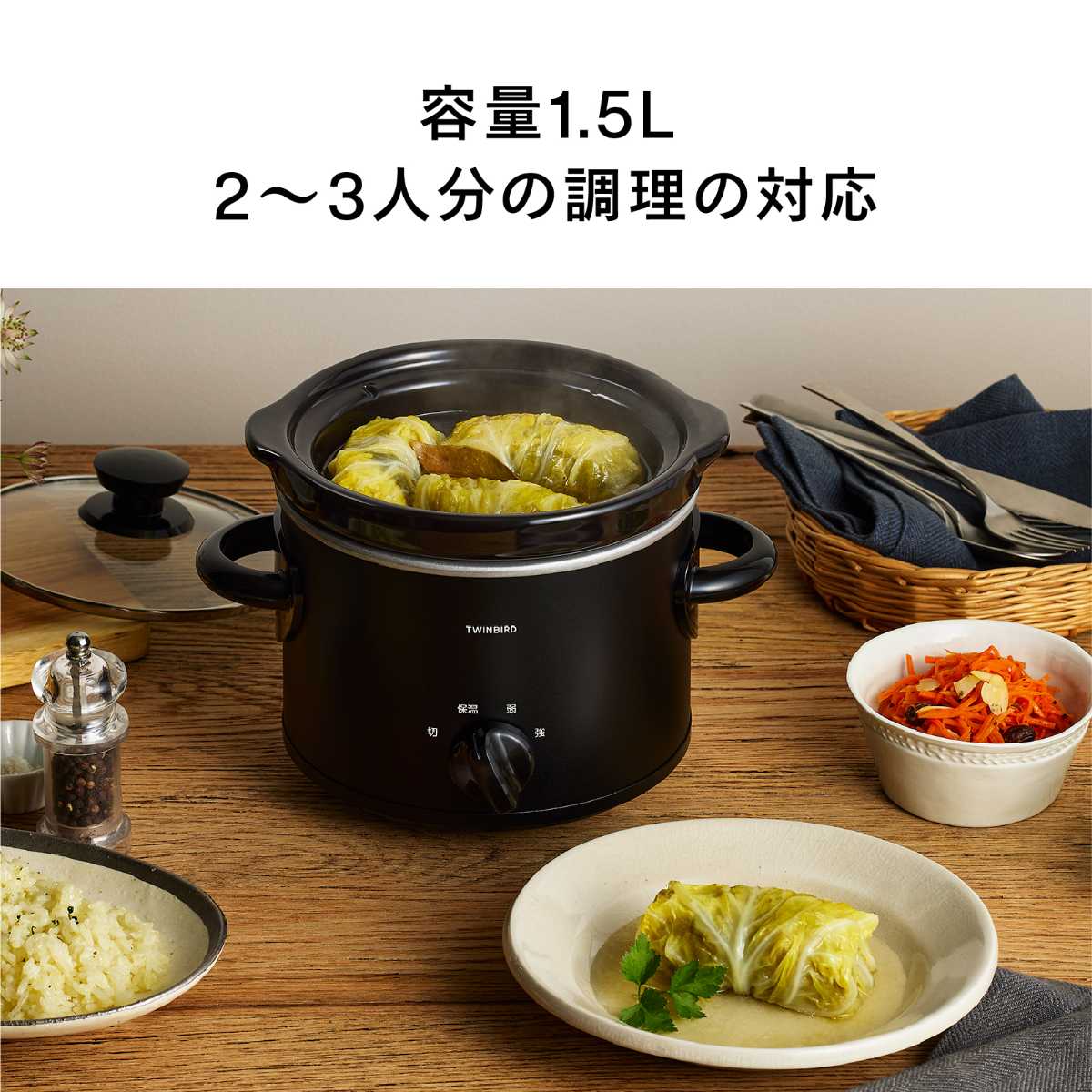 ツインバード スロークッカー 家庭用 ブラック EP-4714B
