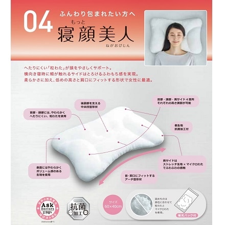 西川 医師がすすめる健康枕 もっと寝顔美人（低め） 60×40cm ※他サイズあり