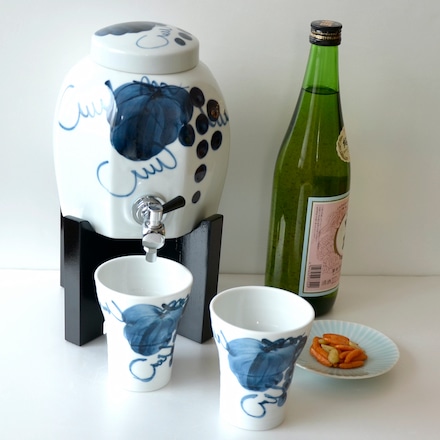 有田焼 焼酎サーバーセット コップ2ケ付き ぶどう