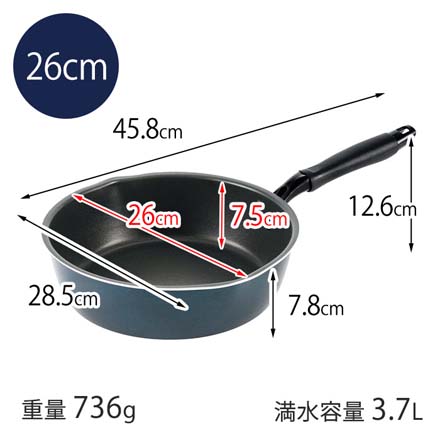 深型両口 フライパン 3点セット 22cm 26cm 28cm