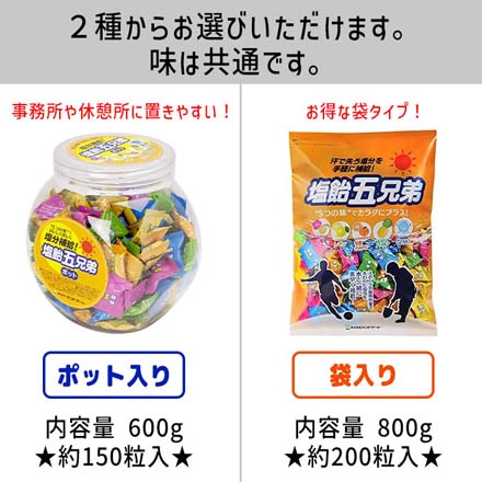 塩飴五兄弟 塩飴 飴 アメ 塩分補給 熱中症対策 ポット入り FDC